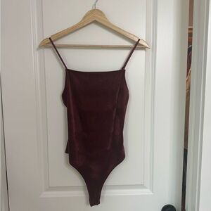 Burgundy velvet bodysuit